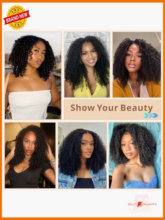 Kinky Curly Half Wig Human Hair 200% Density 3 In 1 Glueless Wear and Go main image 4